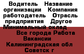 Водитель › Название организации ­ Компания-работодатель › Отрасль предприятия ­ Другое › Минимальный оклад ­ 15 000 - Все города Работа » Вакансии   . Калининградская обл.,Советск г.